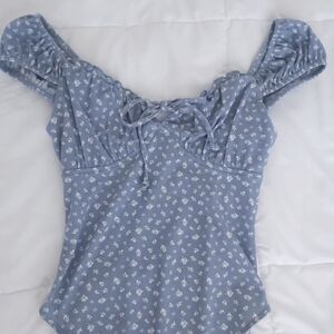 Wild Fable Blue Floral One Piece Babydoll Top ✨️ LIKE NEW✨️